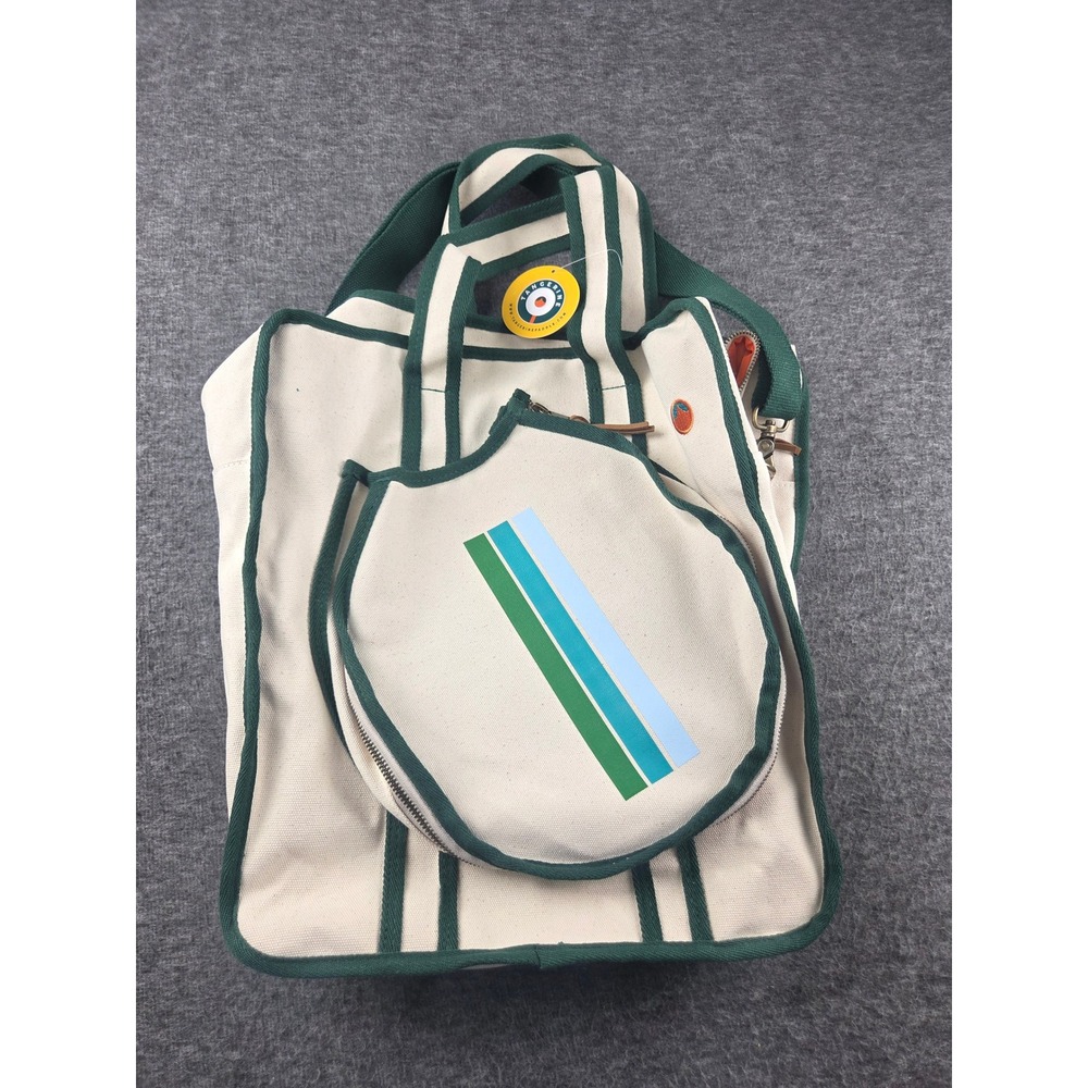 Tangerine Paddle Bag Unisex Cream Green Pickleball Tennis Tote Canvas Sport Bag